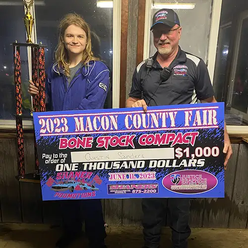 Shaner Promotions - Austin Sanders 1st Place: Racing Bone Stock Compact - Macon County Fair 2023