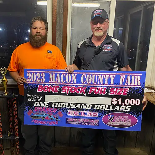 Shaner Promotions - John Altig 1st Place: Racing Bone Stock Full-Size - Macon County Fair 2023